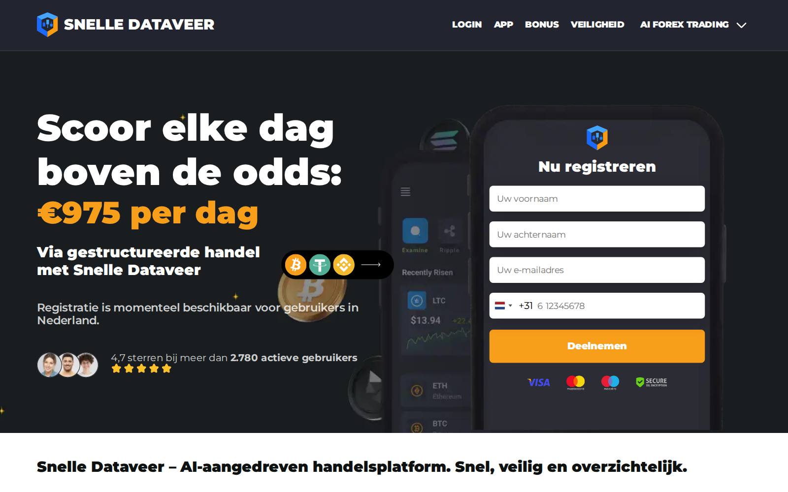 Screenshot of the Snelle Dataveer website, captured 5 August 2026