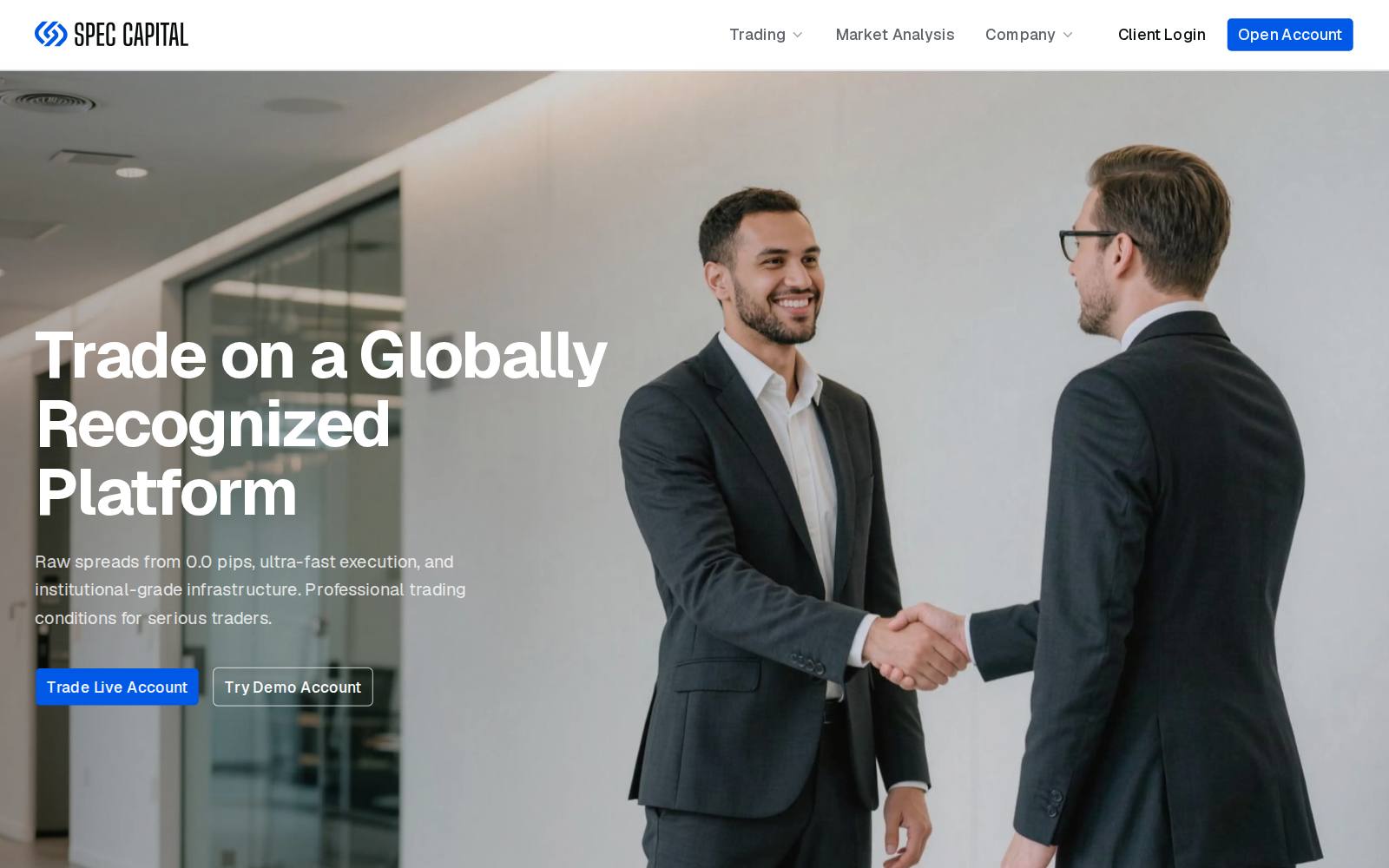 Screenshot of the speccapitalgroup.com website, captured 15 August 2026