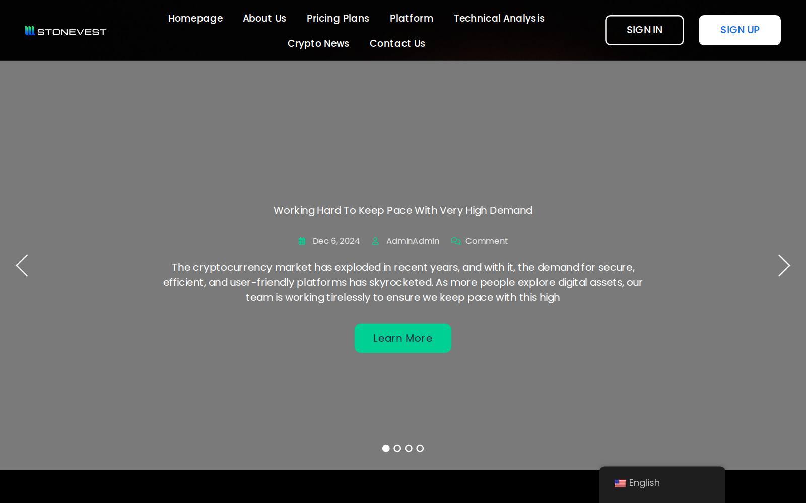 Screenshot of the Stone Vest website, captured 21 July 2026