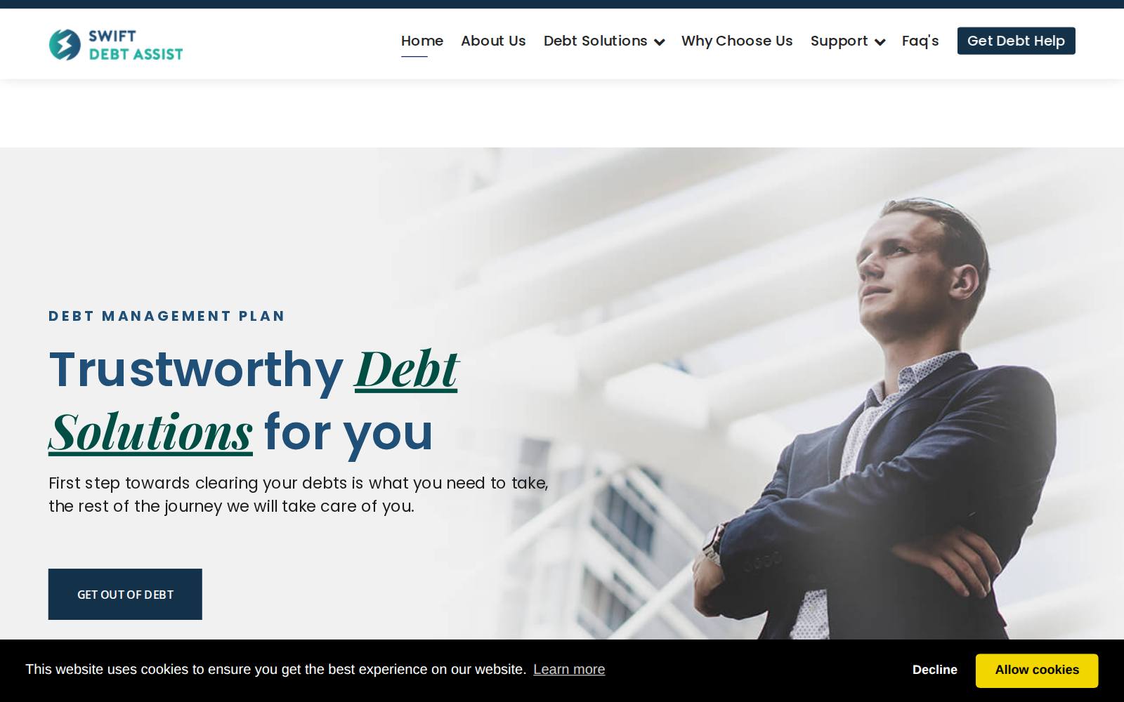 Screenshot of the swiftdebtassist website, captured 21 July 2026