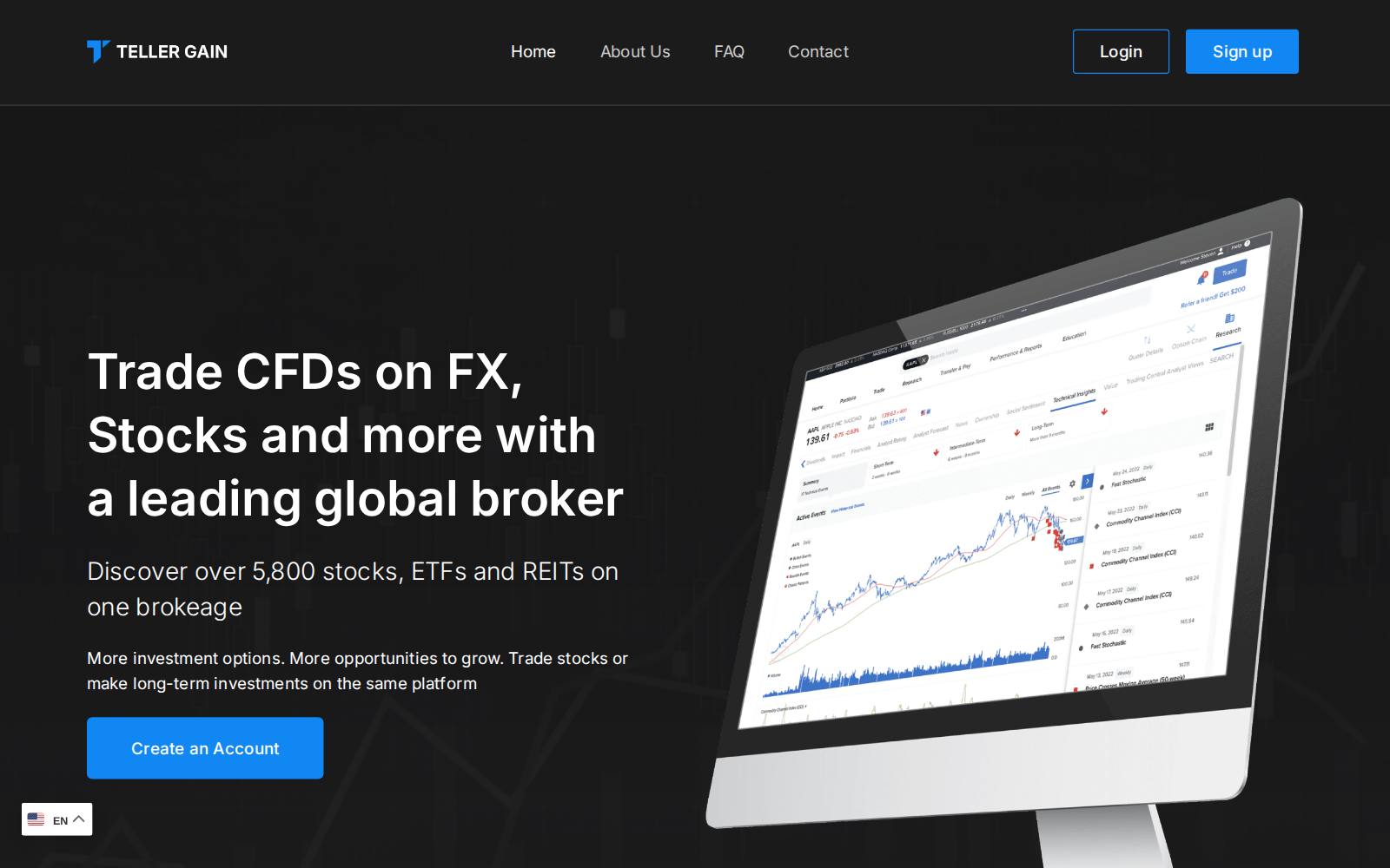 Screenshot of the Teller Gain website, captured 21 July 2026