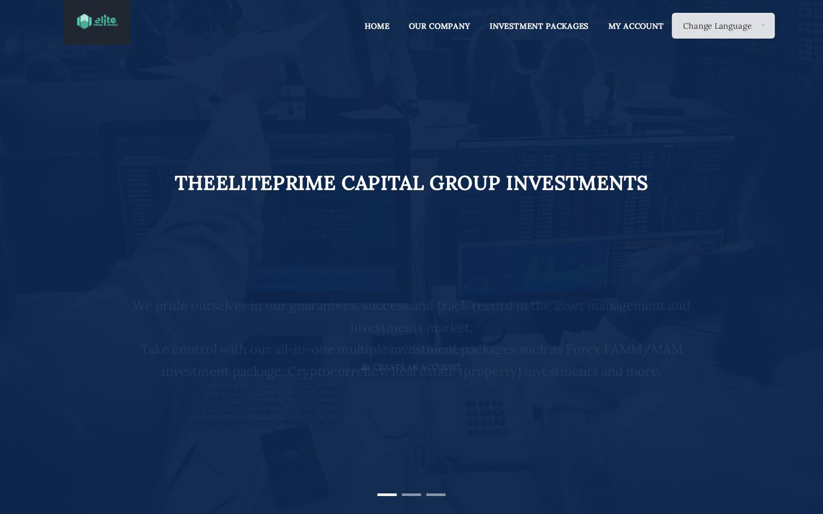 Screenshot of the The Elite Prime website, captured 26 July 2026