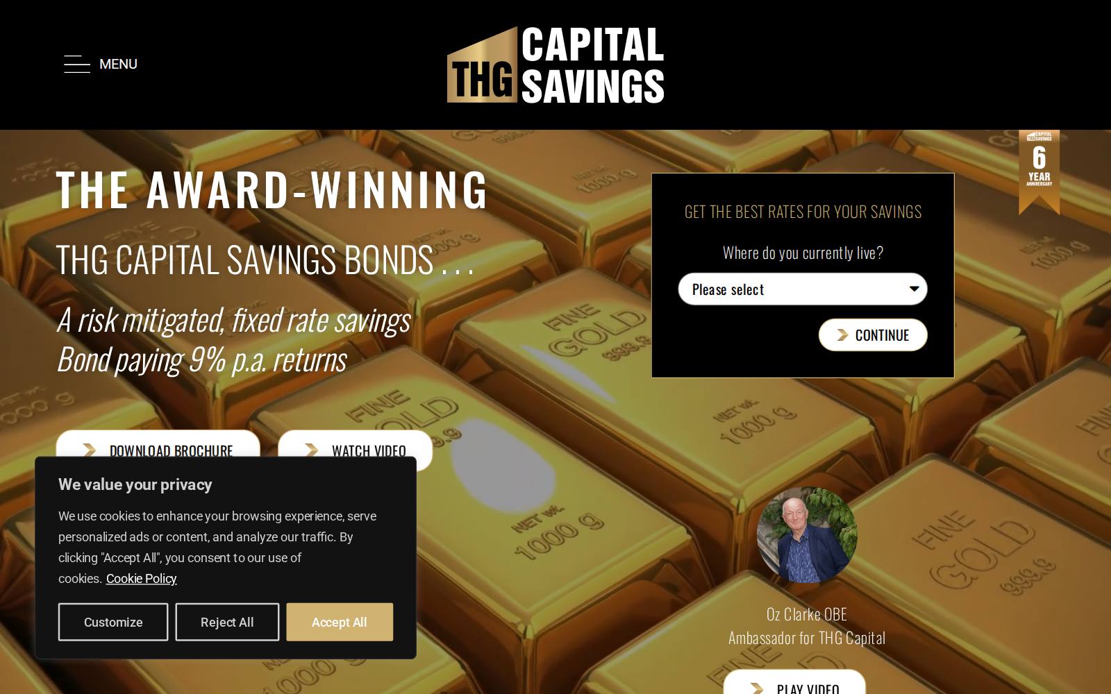 Screenshot of the thgcapitalsavings.com website, captured 25 July 2026