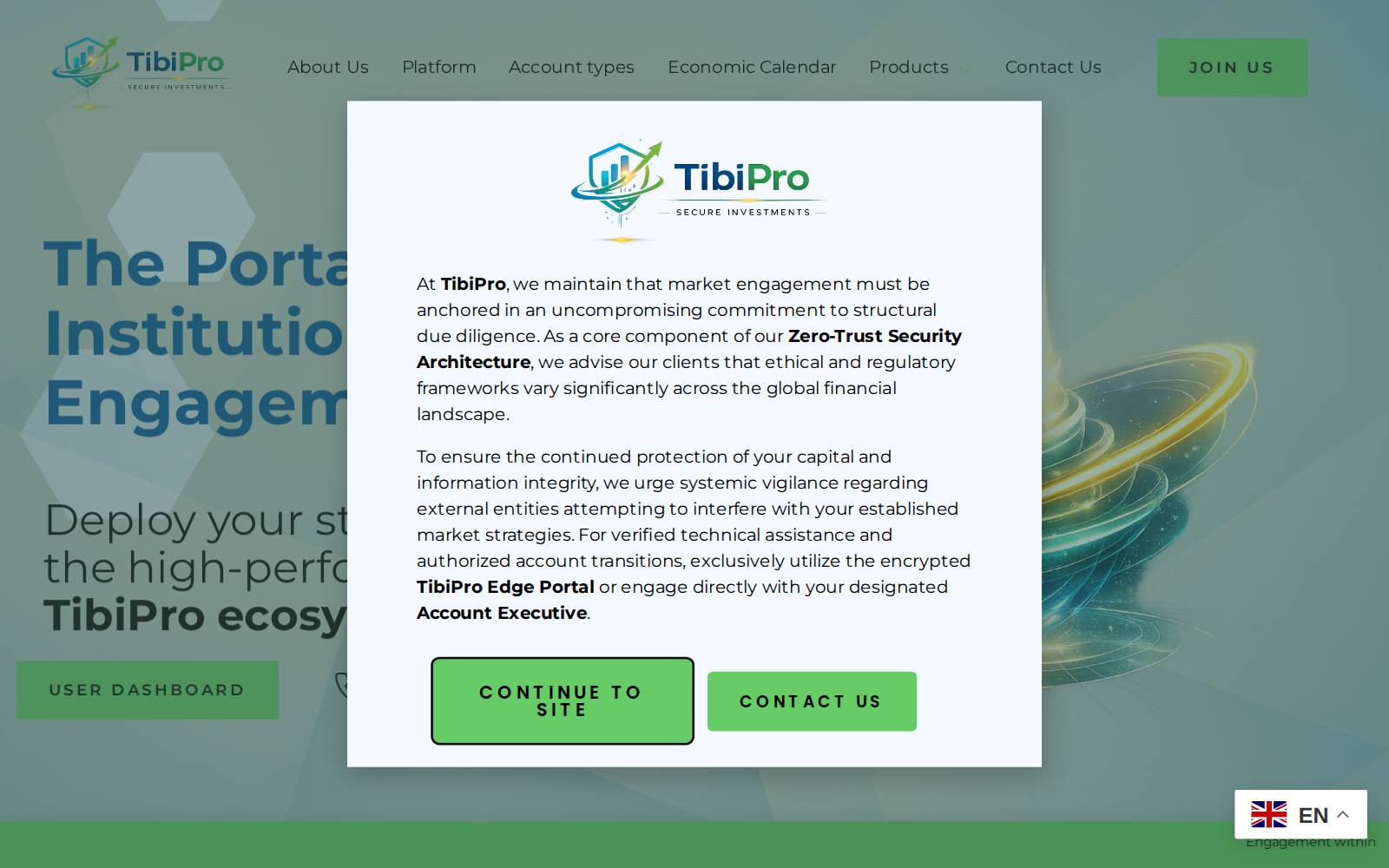 Screenshot of the Tibi Pro Secure Investments website, captured 23 July 2026