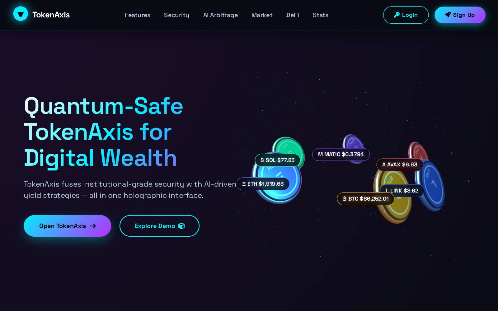 Screenshot of the TokenAxis website, captured 21 July 2026