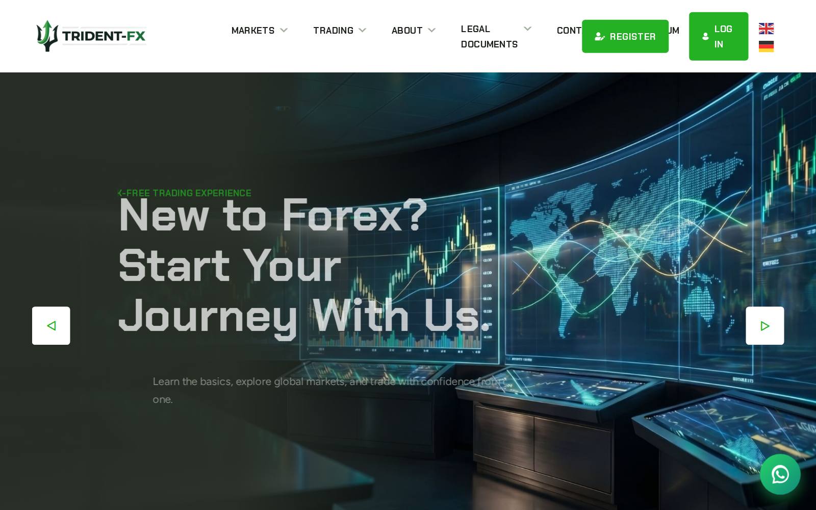 Screenshot of the Trident-Fx website, captured 21 July 2026