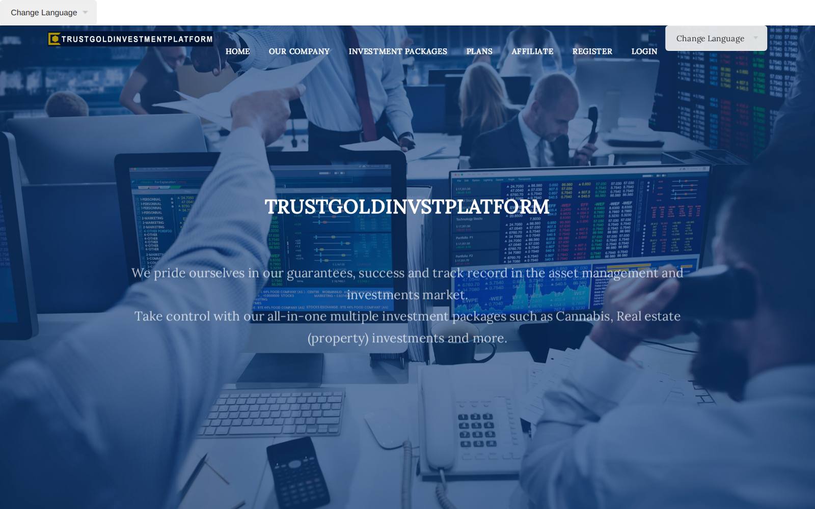 Screenshot of the trustgoldinvstplatform.com website, captured 25 July 2026