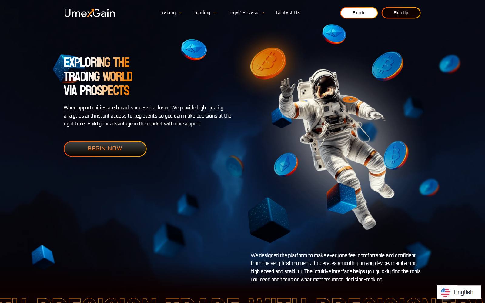 Screenshot of the Umex Gain website, captured 25 July 2026