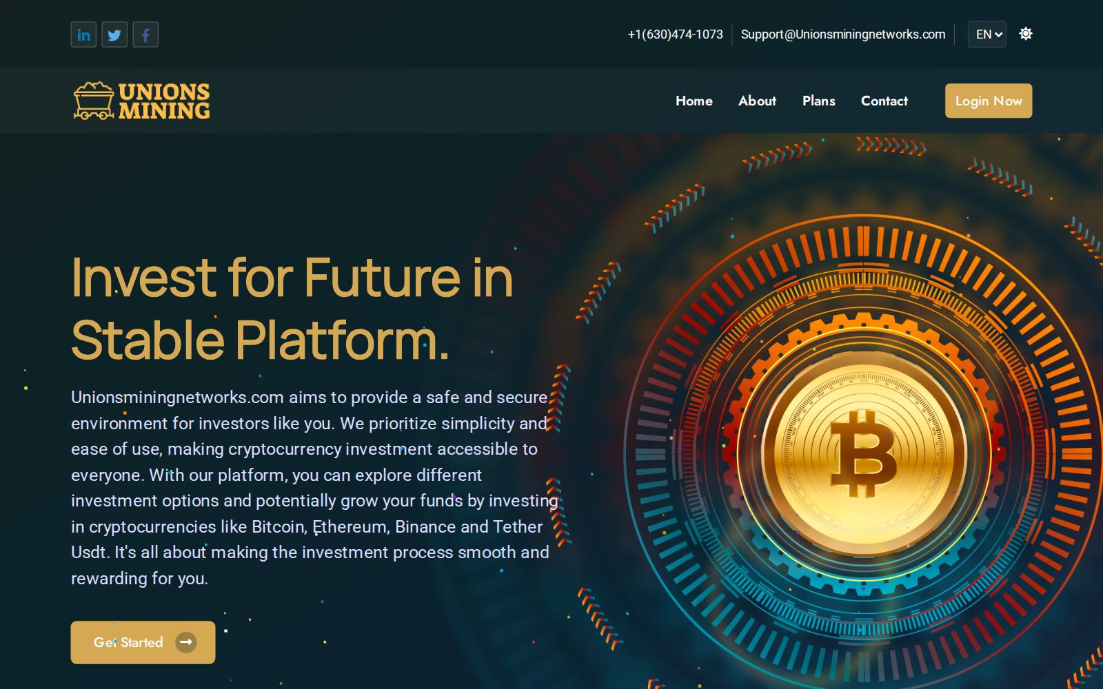 Screenshot of the Unionsminingnetwork website, captured 21 July 2026
