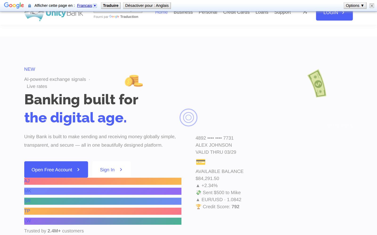 Screenshot of the unitybn-a.com website, captured 28 July 2026