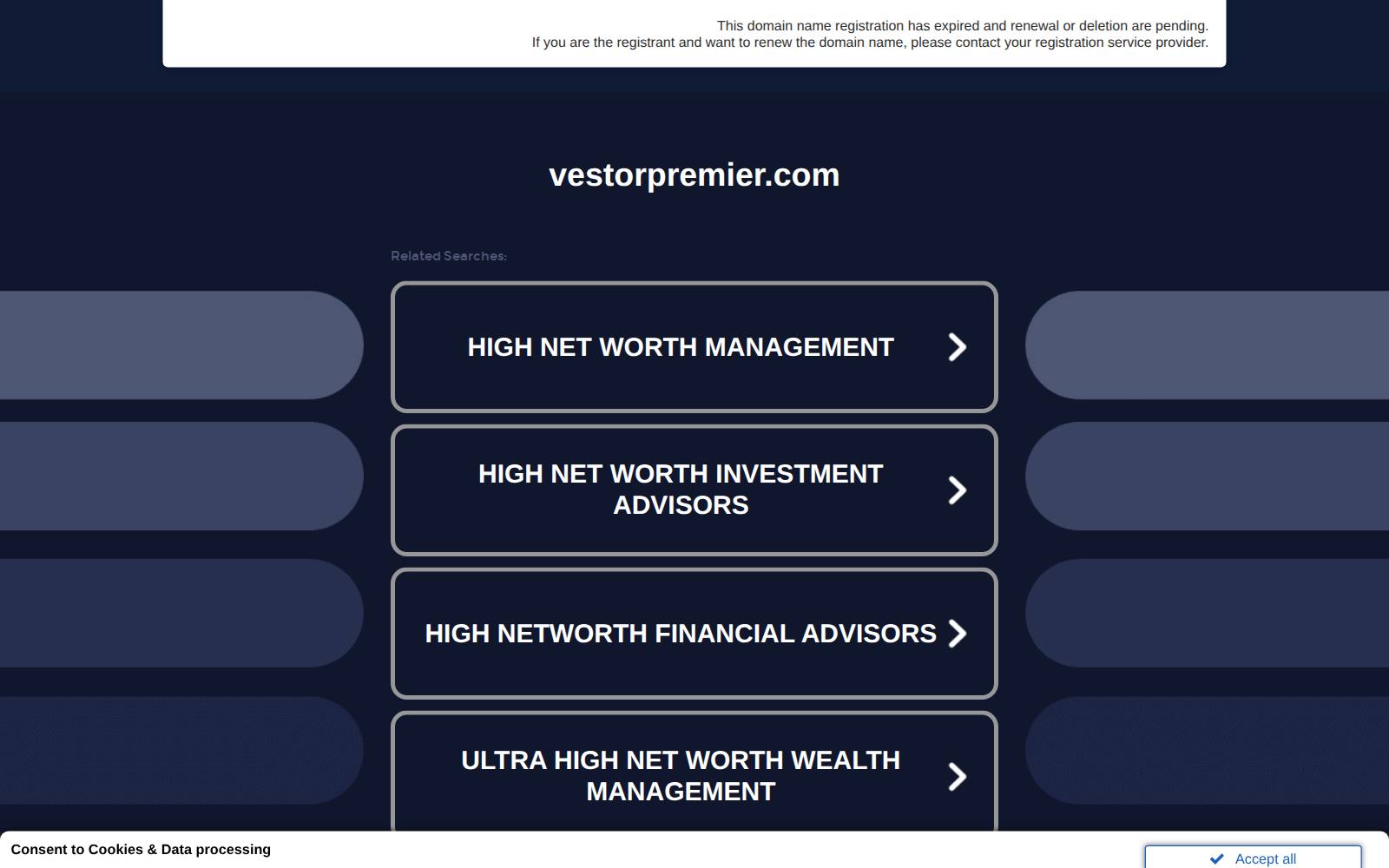 Screenshot of the Vestor Premier website, captured 21 July 2026