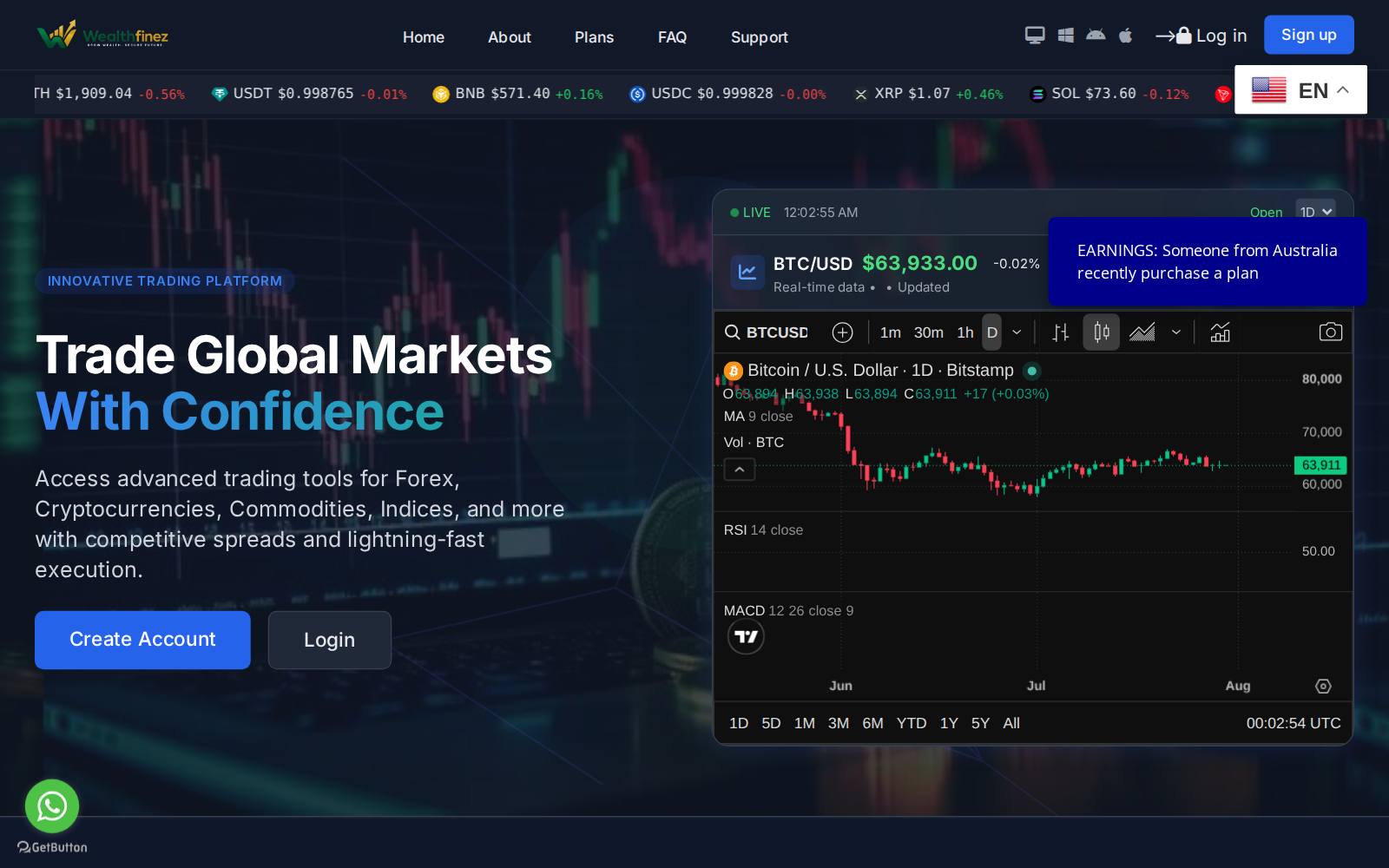 Screenshot of the wealthfinez.com website, captured 30 July 2026