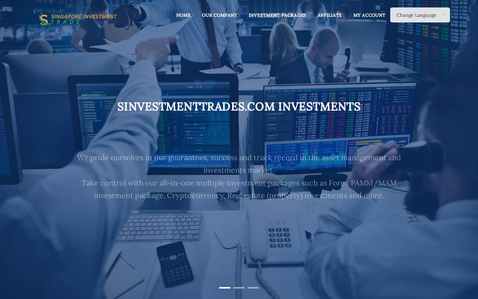 Screenshot of the www.sinvestmenttrades.com website, captured 30 July 2026
