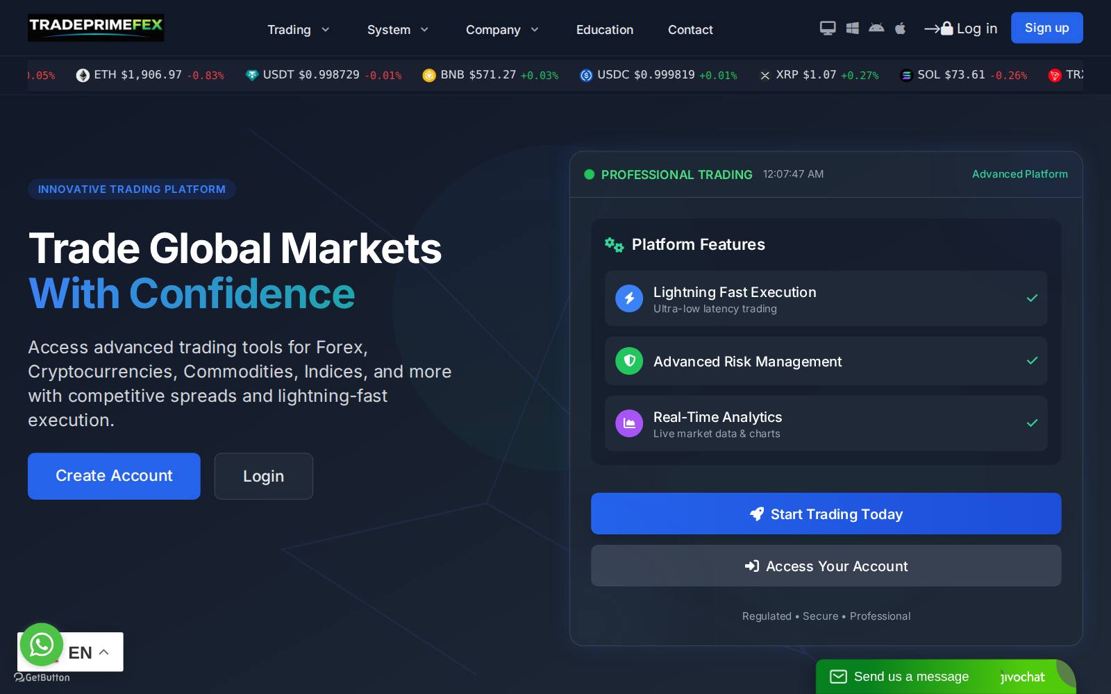 Screenshot of the www.tradeprimefex.sbs website, captured 30 July 2026