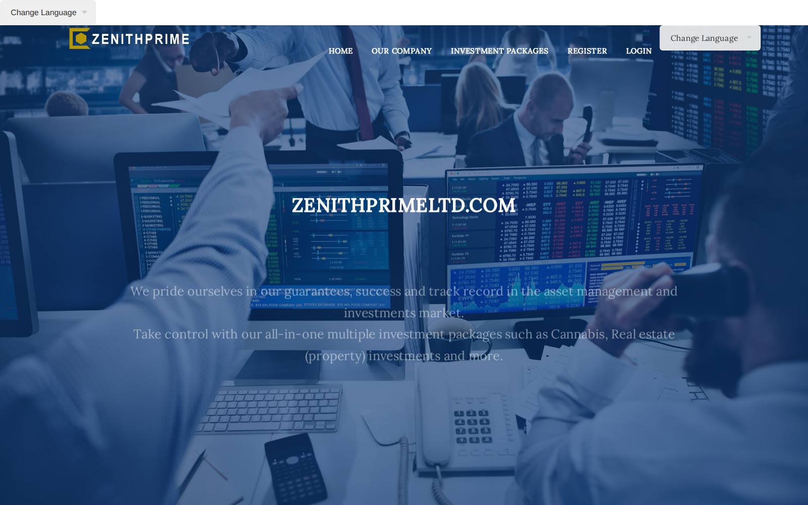 Screenshot of the zenithprimeltd.com website, captured 25 July 2026