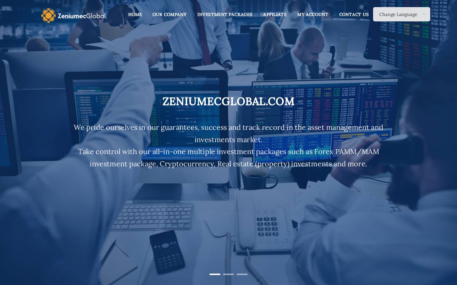 Screenshot of the zeniumecglobal.com website, captured 24 July 2026